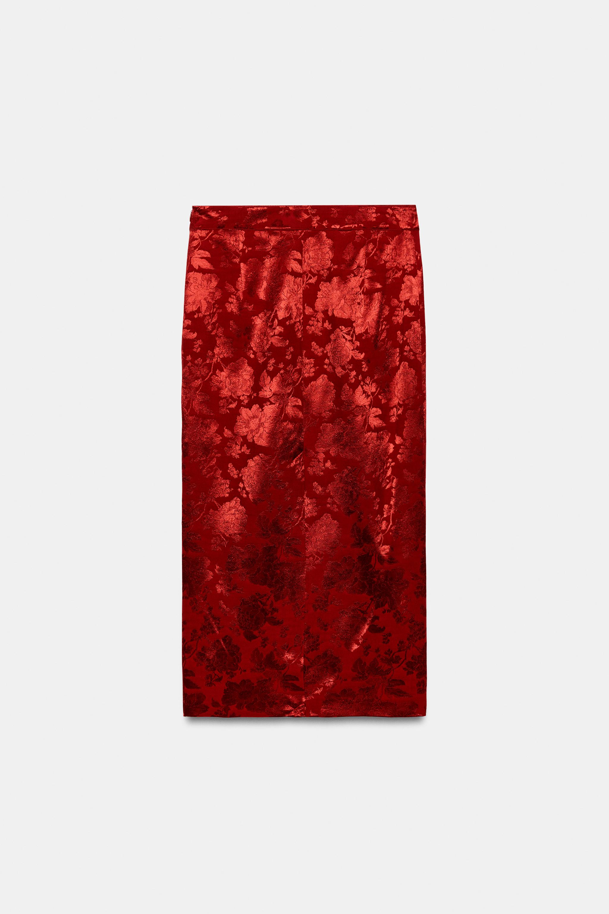FLORAL JACQUARD MIDI SKIRT
